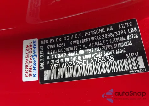 2013 Porsche Cayenne Gts from USA, damaged, VIN WP1AD2A26DLA76538